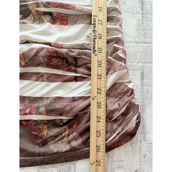 Rue 21 Y2K V-Neck Lightweight Short Sleeve Ruched Side Floral Tunic Top S - Picture 7 of 8